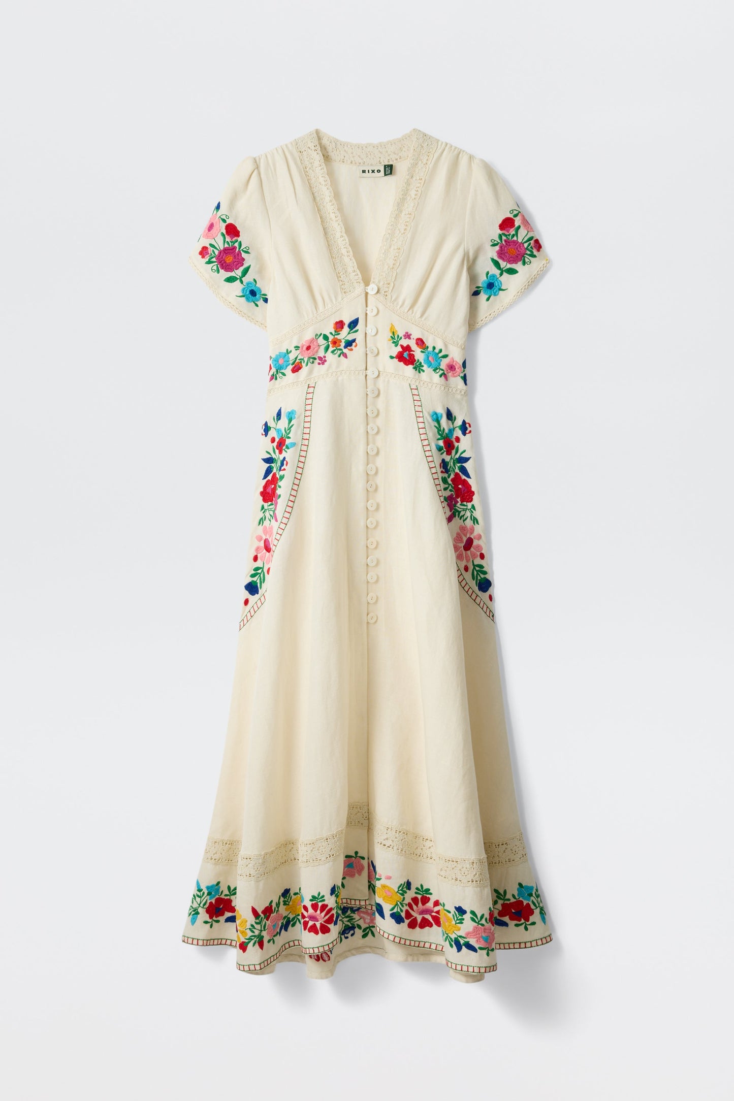 novara dress anemone embroidery cream