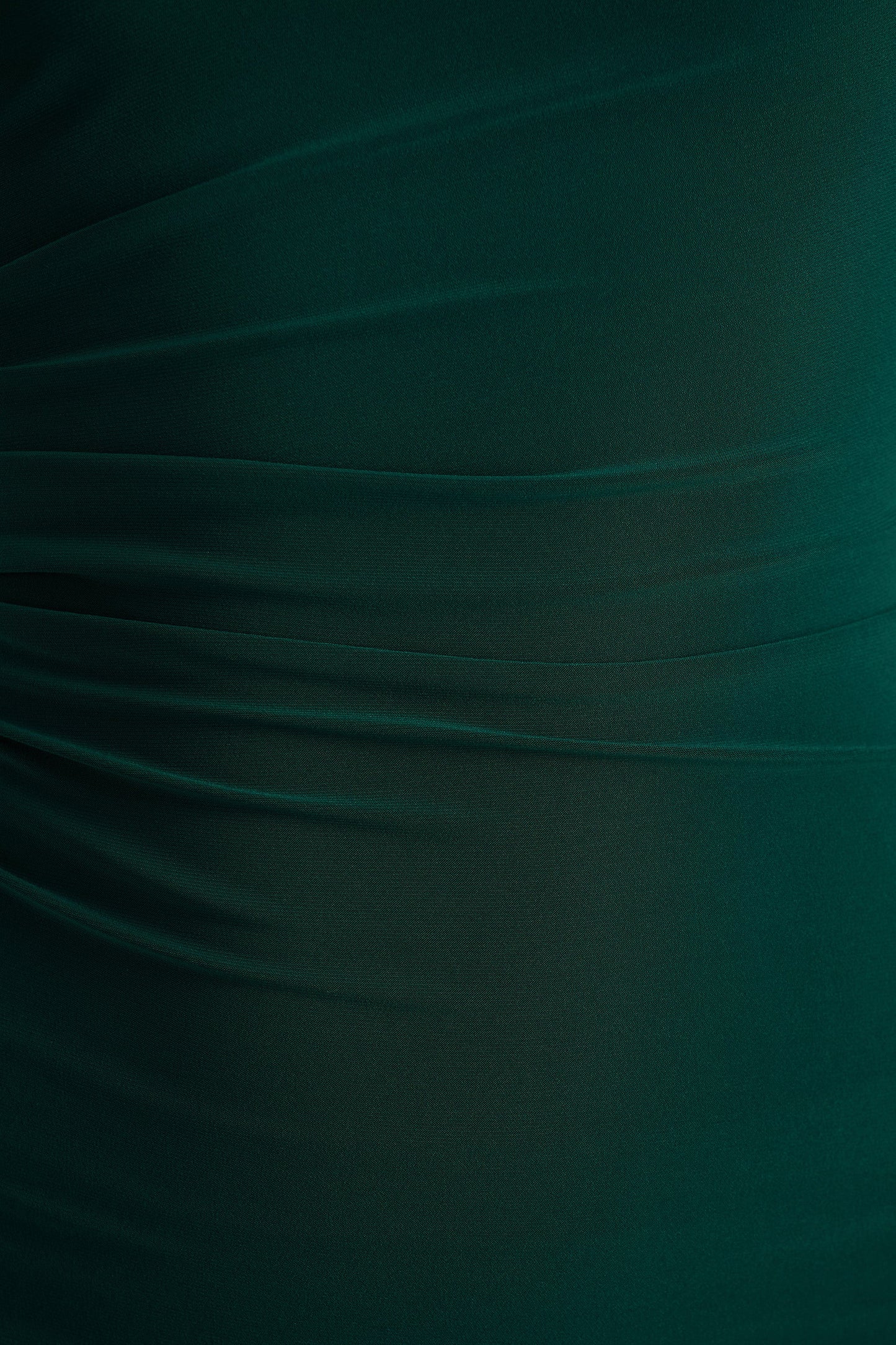 Eden | Bottle Green High-Neck Maxi Dress With Ruched Detailing