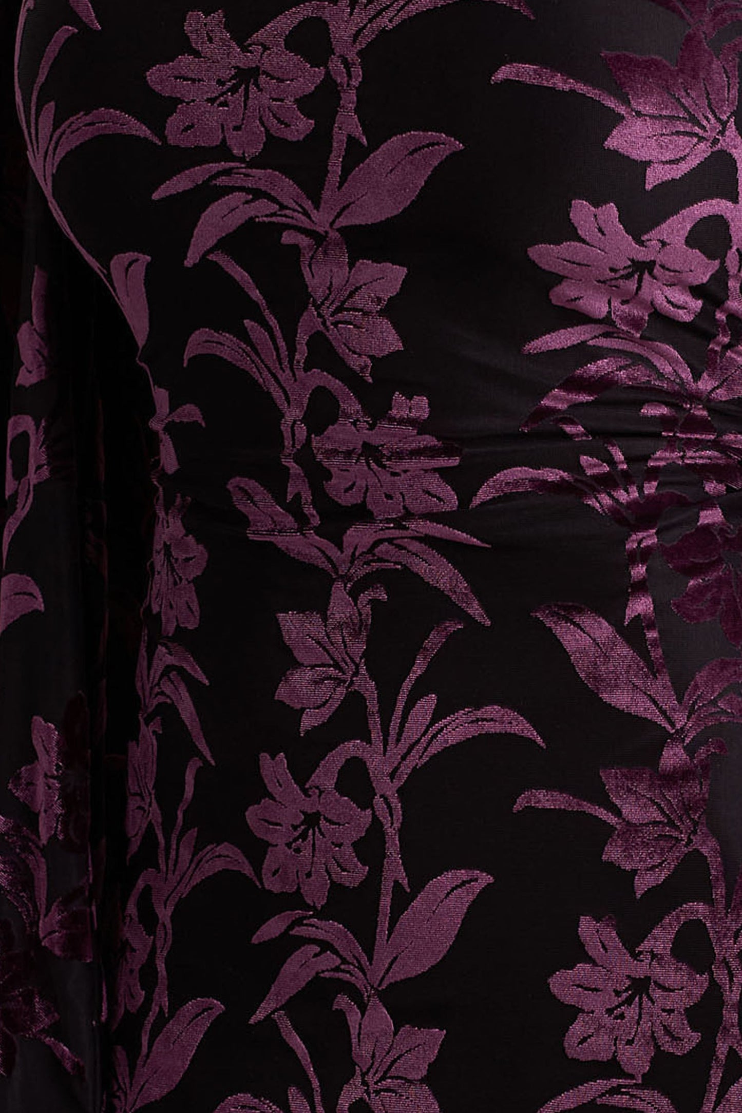 Janet | Black And Purple Devore High-Neck Maxi Dress With Cut-Out Details