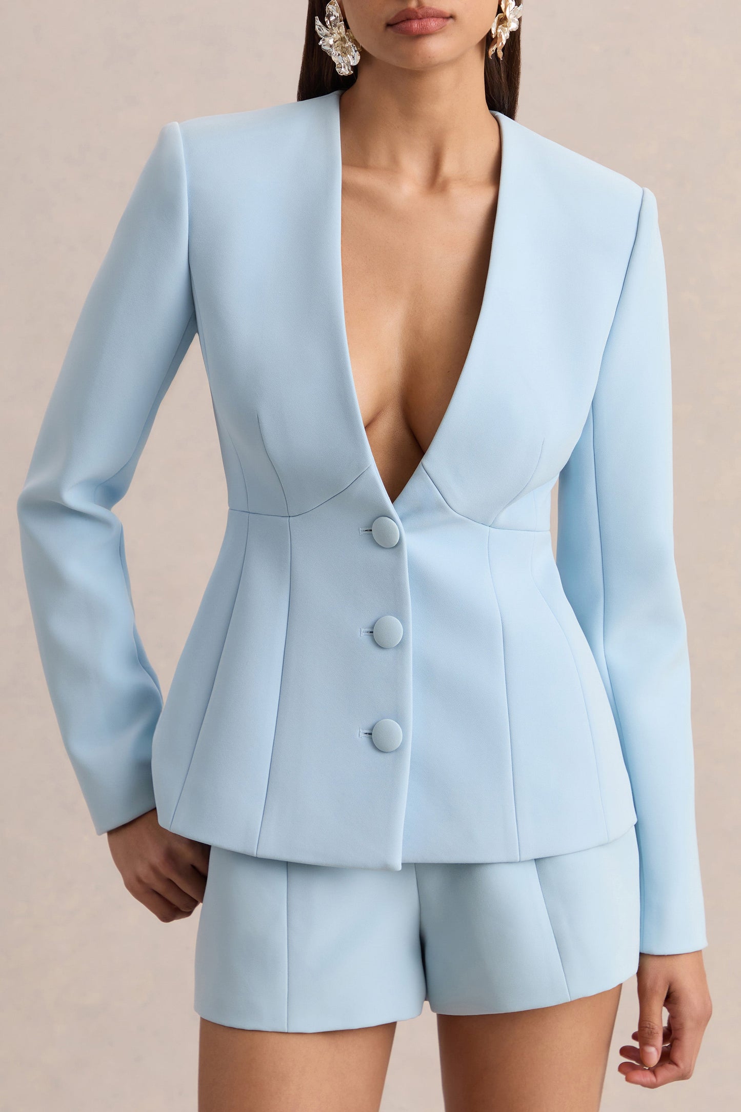 Hala | Light Blue Tailored Shorts