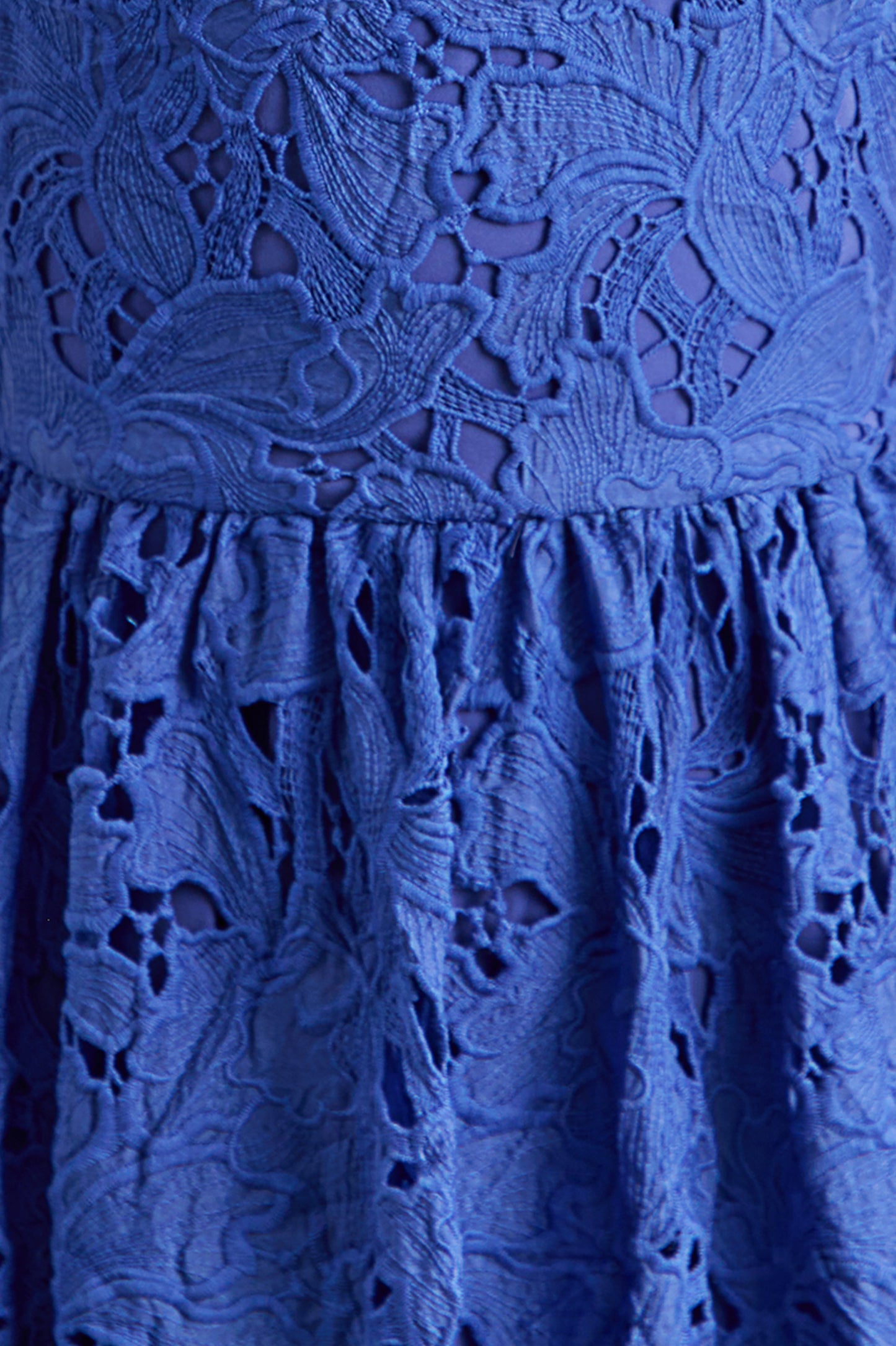 Indiana | Dark Blue Broderie Halter-Neck Maxi Dress