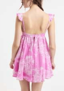 Flawless in Print Mini Dress - Pink and Cream