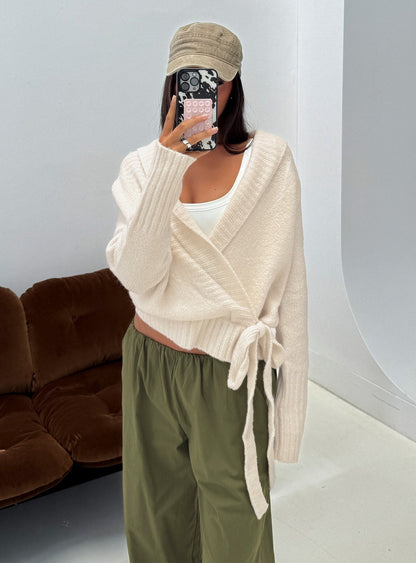 Briee Wrap Cardigan Cream