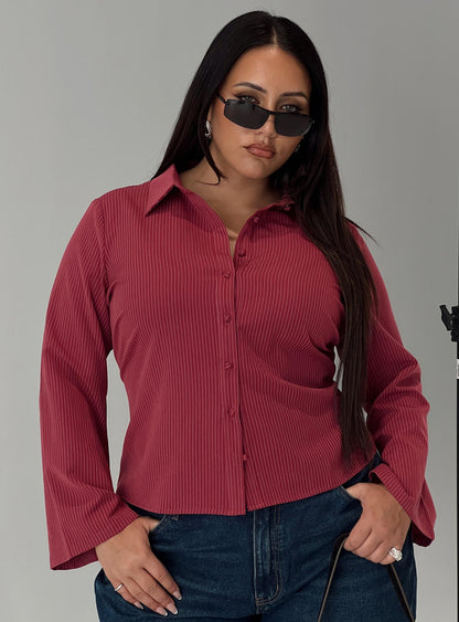 Anni Pinstripe Shirt Red Curve
