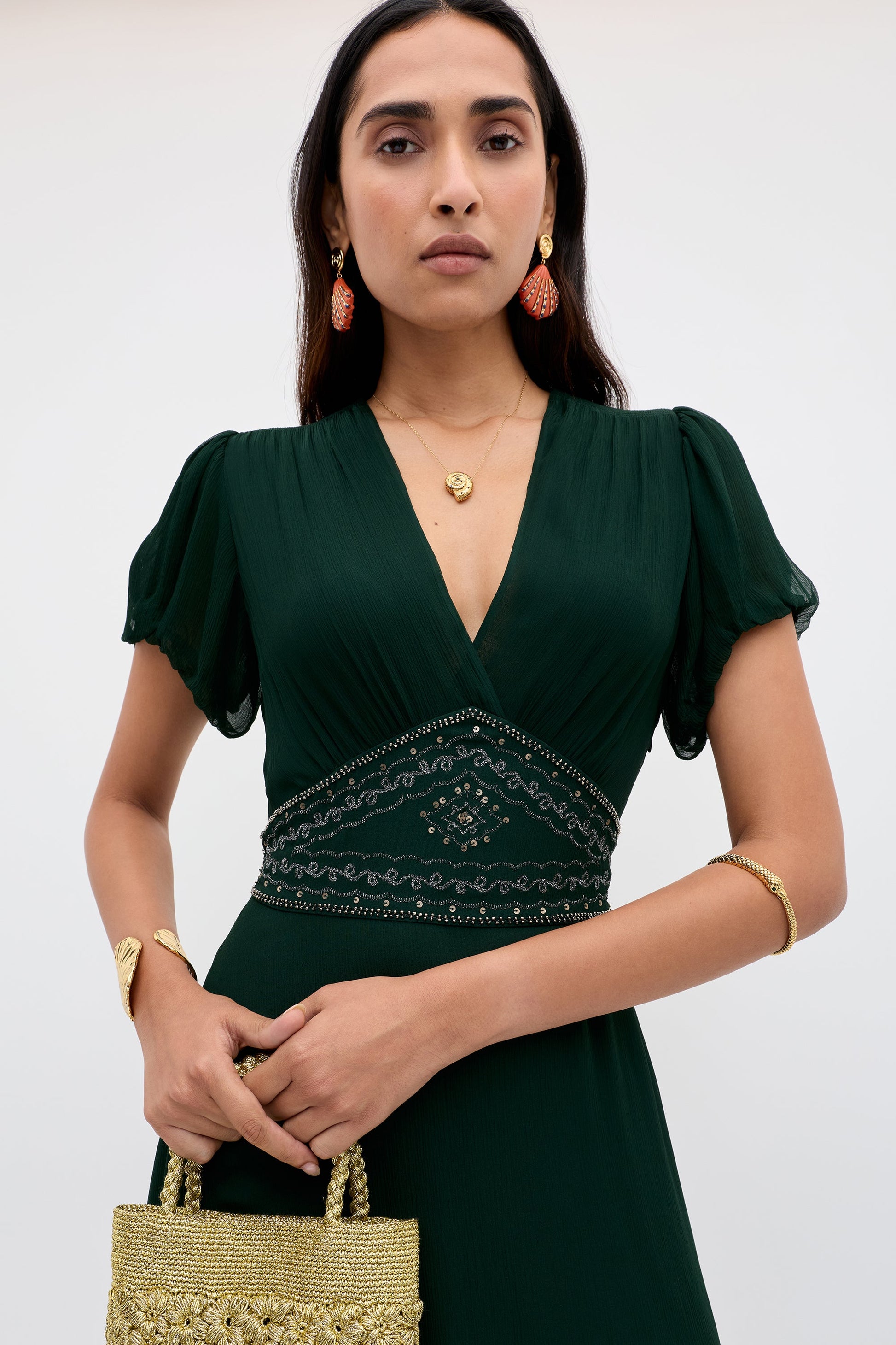 Corrine  -  Diana Embellishment Forest Green