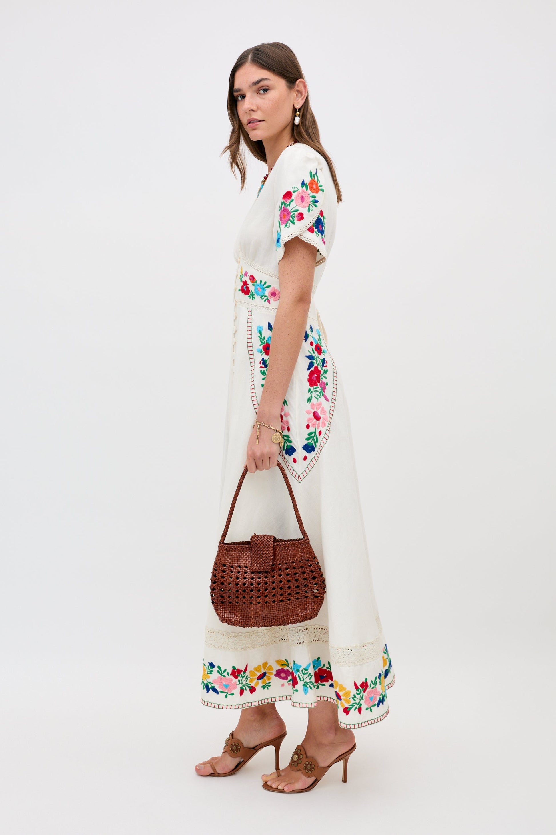 novara dress anemone embroidery cream