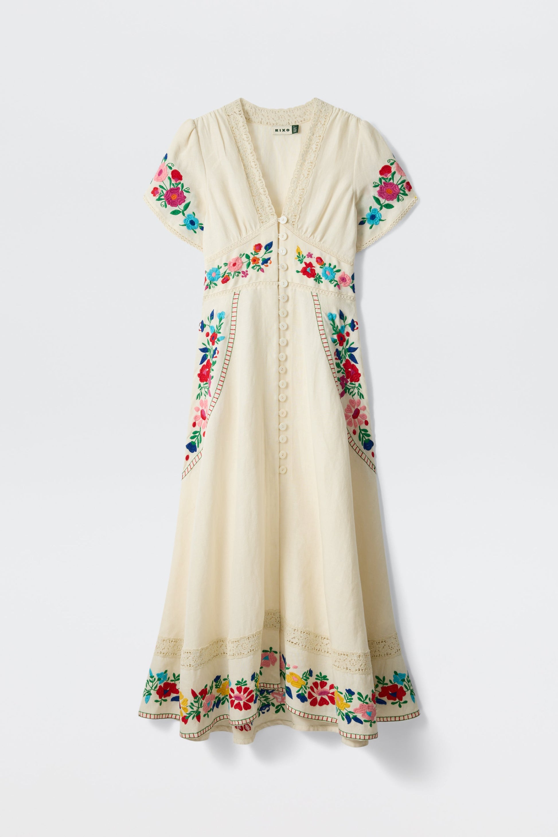 novara dress anemone embroidery cream
