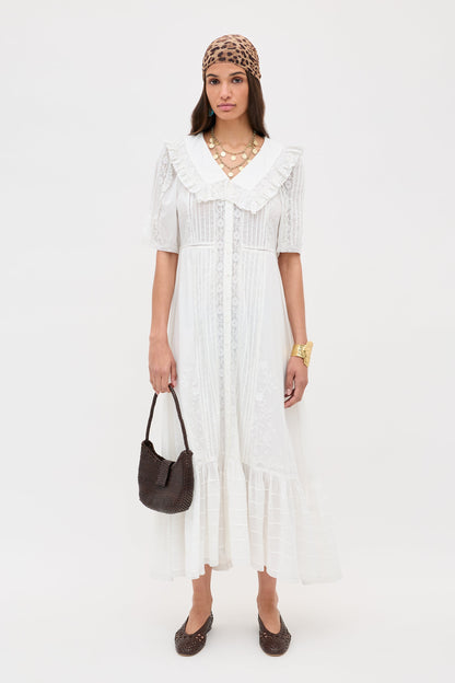 Edina - Pansy Embroidery White