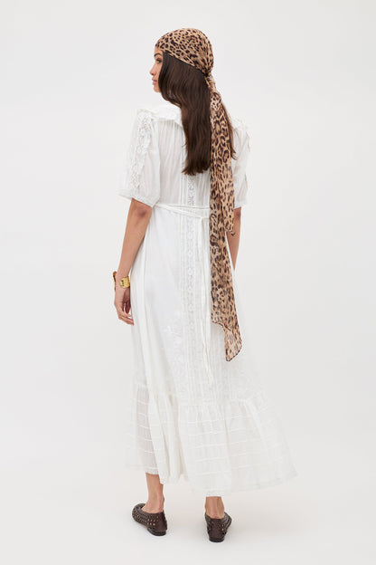 Edina - Pansy Embroidery White