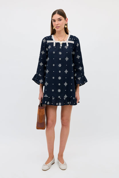 Susana - Blossom Cutwork Embroidery Navy