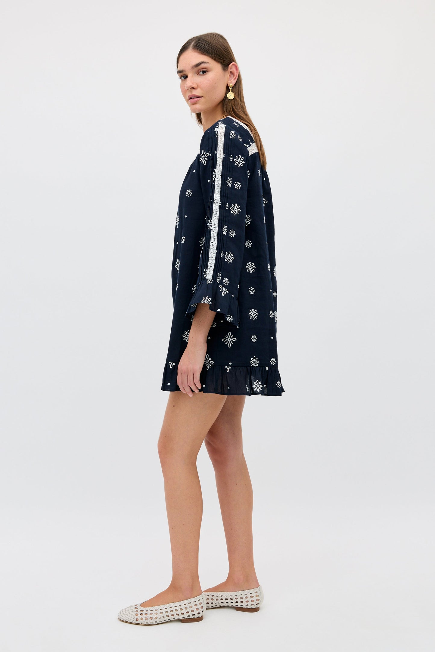 Susana - Blossom Cutwork Embroidery Navy