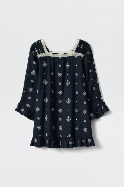Susana - Blossom Cutwork Embroidery Navy