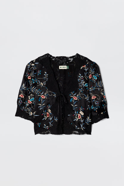 Ursula - Botanical Embroidery Black
