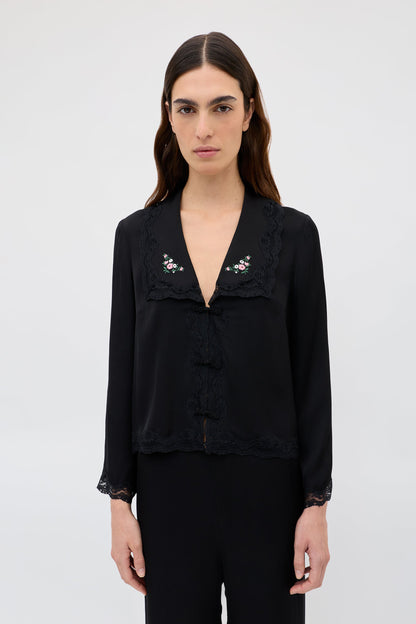 Nienna  -  Peonies Embroidery Black
