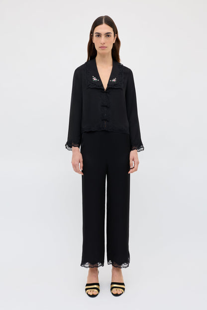 Nienna  -  Peonies Embroidery Black