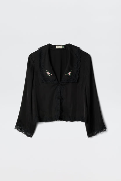 Nienna  -  Peonies Embroidery Black