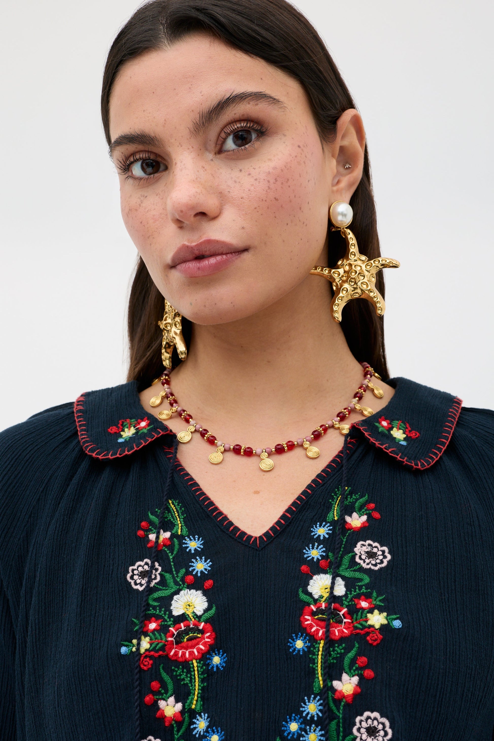 Sofira - Petunia Embroidery Navy