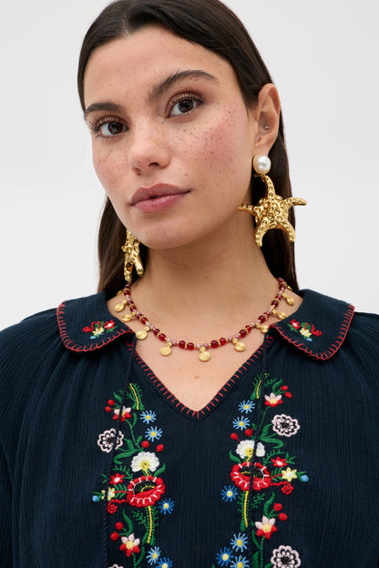 Sofira - Petunia Embroidery Navy