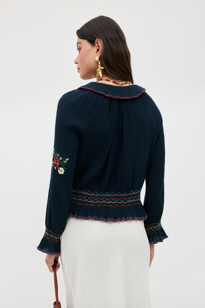 Sofira - Petunia Embroidery Navy