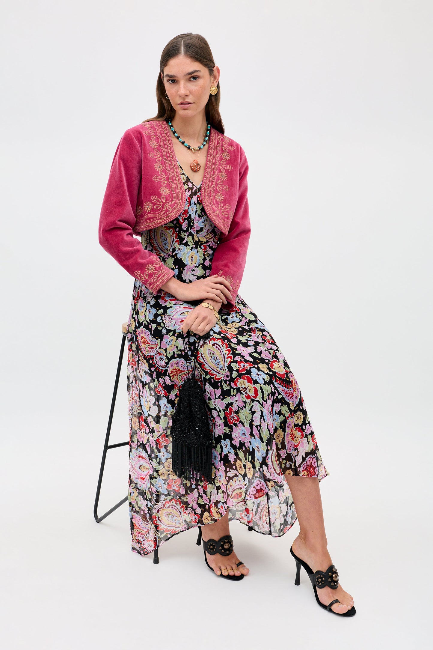 Cliona - Soutache Embroidery Magenta Pink
