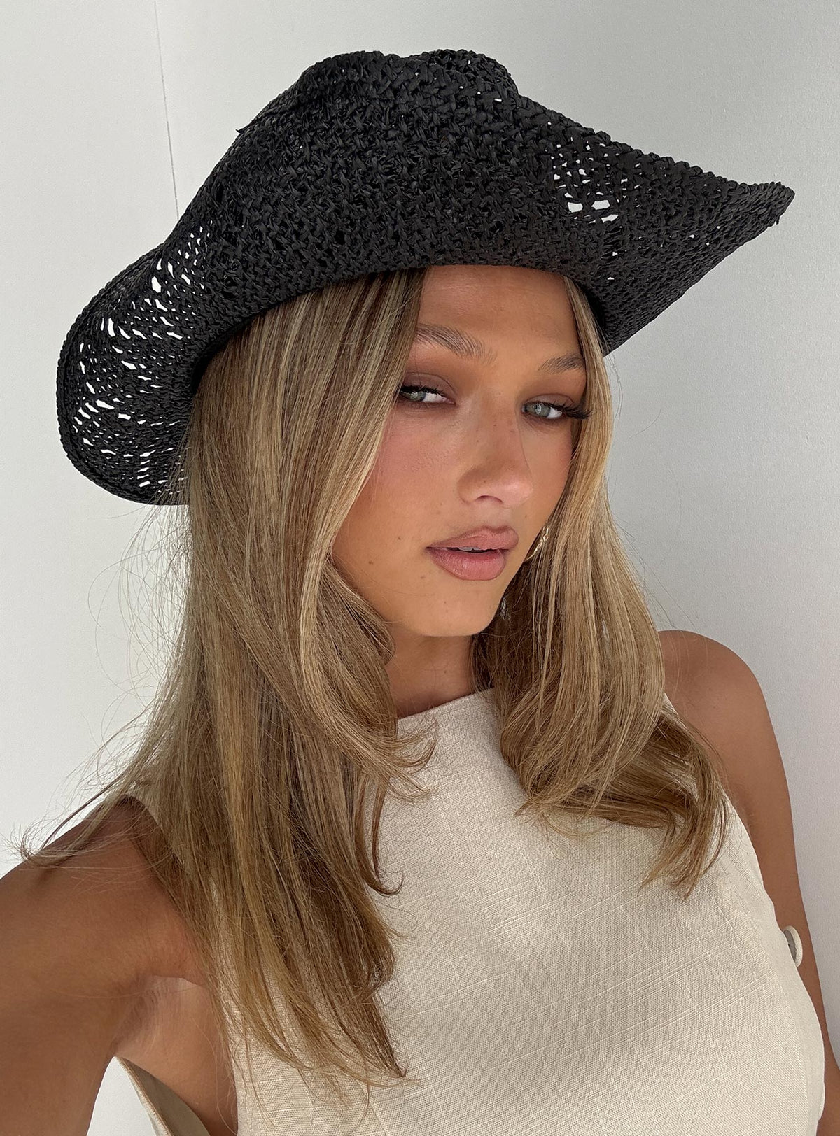 Avyanna Straw Cowboy Hat Black