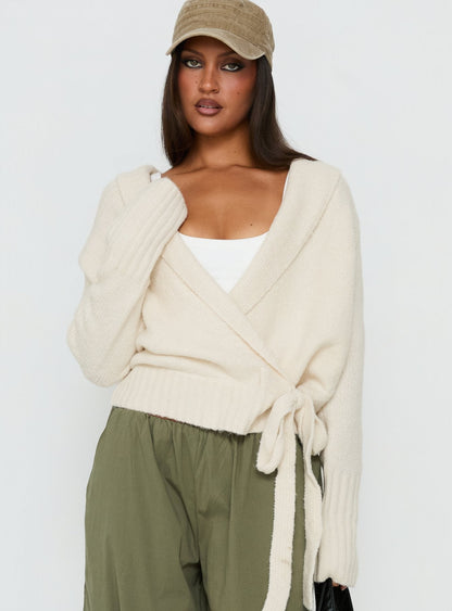 Briee Wrap Cardigan Cream