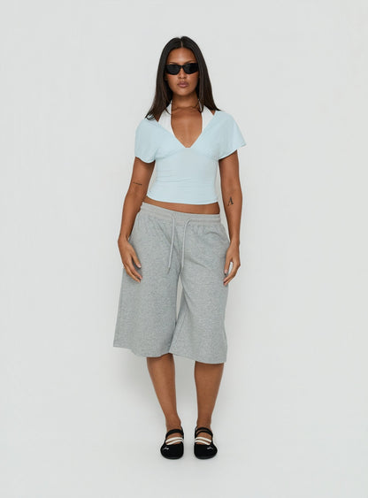 Beea Layered Halter Short Sleeve Top Blue / White