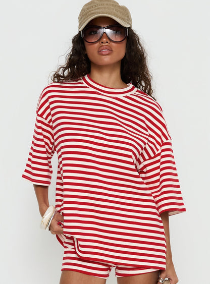 Bryanne Short Sleeve Top Red Stripe