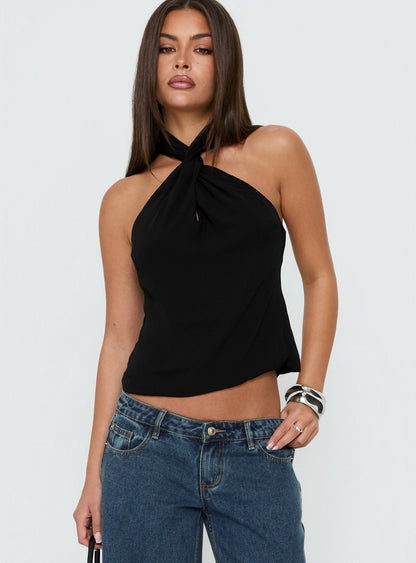Adalynne Twist Front Top Black