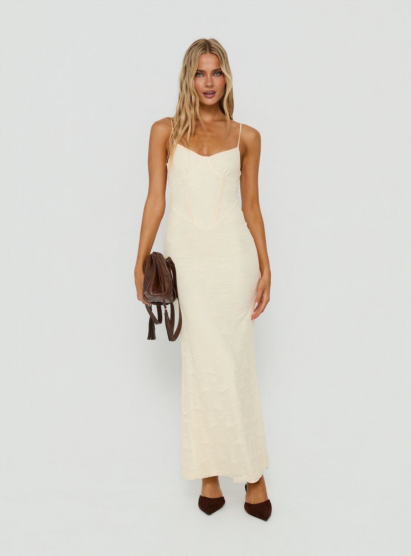 Amika Lace Maxi Dress Cream