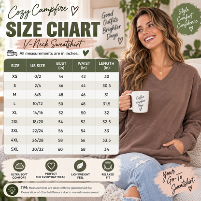 🔥 Pigment-Dyed Cozy Campfire V-Neck Sweatshirt | Soft & Relaxed Everyday Comfort