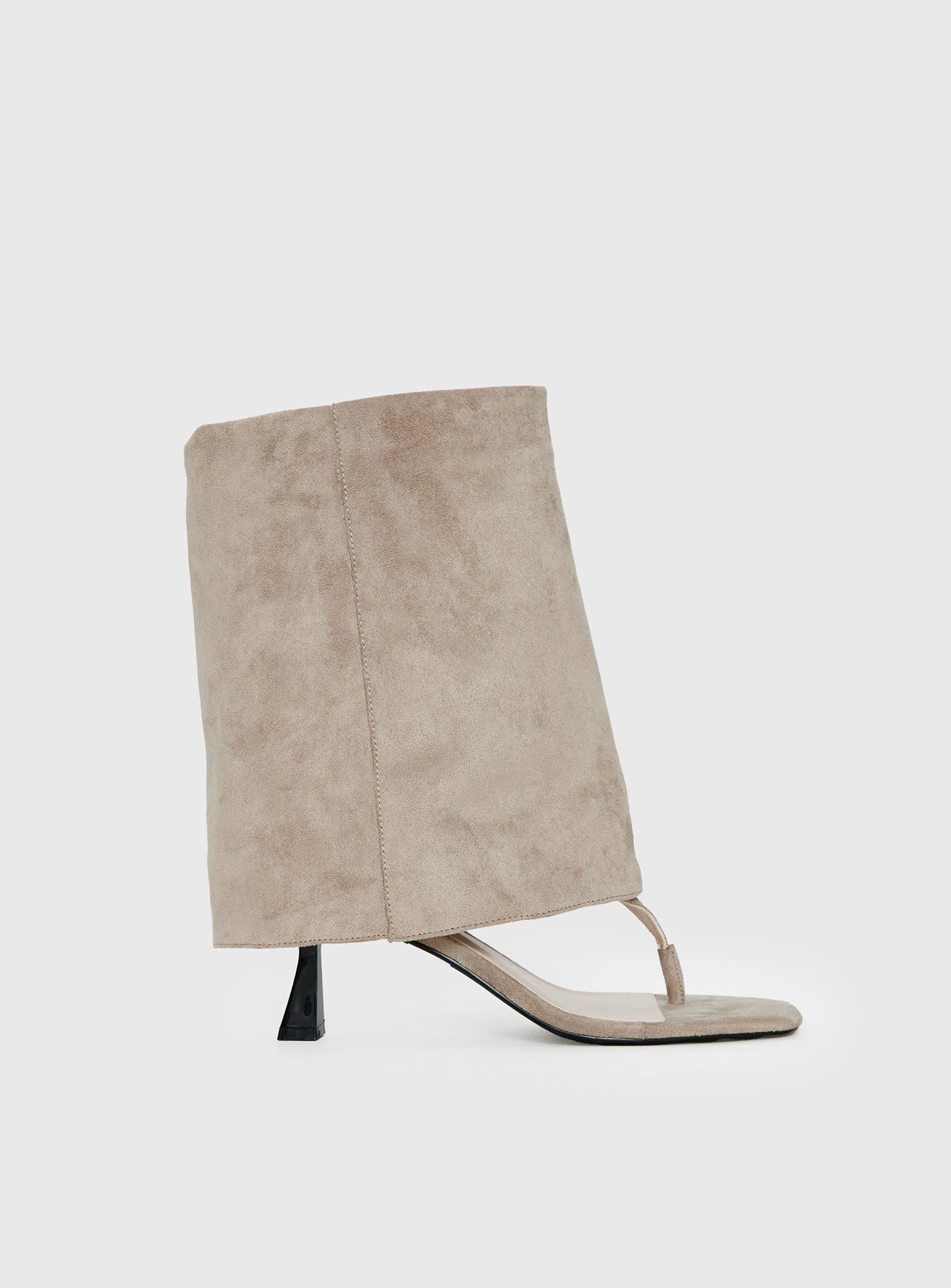 Catch The Light Faux Suede Open Toe Boots Tan