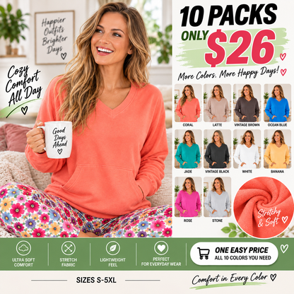 🔥 Pigment-Dyed Cozy Campfire V-Neck Sweatshirt | Soft & Relaxed Everyday Comfort