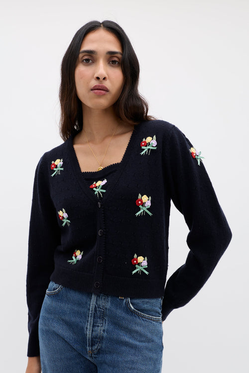 Merinda - Floret Embroidery Deep Navy