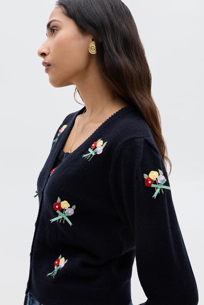 Merinda - Floret Embroidery Deep Navy