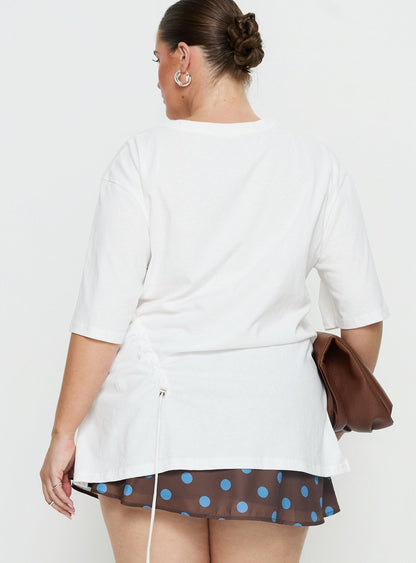 Agnessa Ruched Detail Oversized Tee White Curve