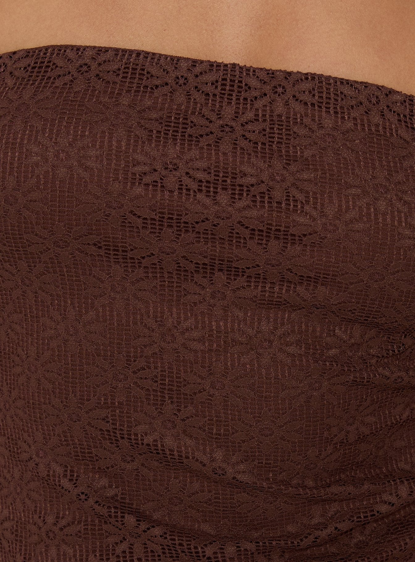 Cavalier Strapless Lace Mini Dress Chocolate