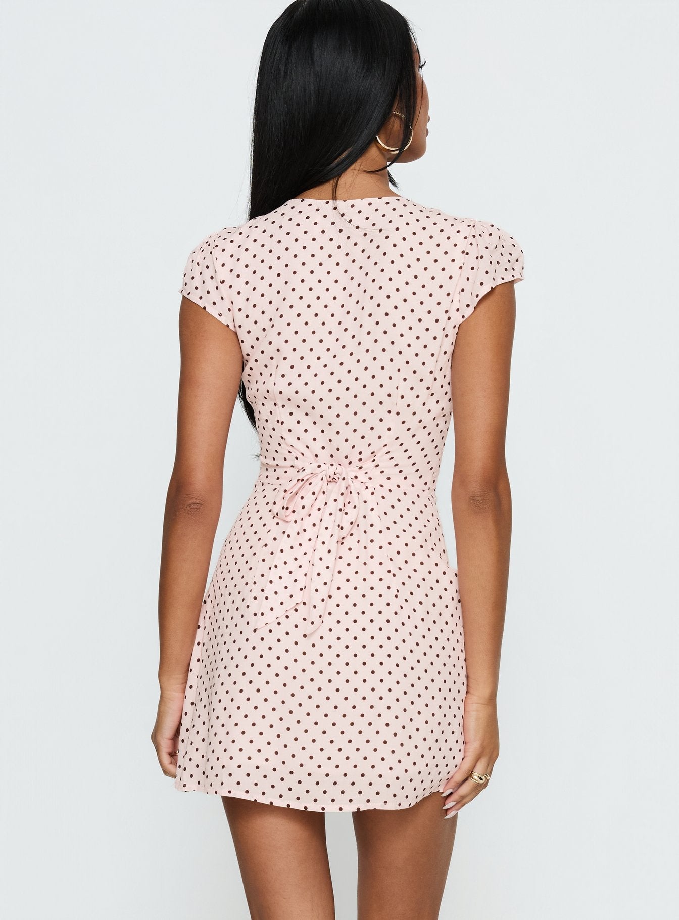 Cannelloni Mini Dress Pink / Brown Polka Dot