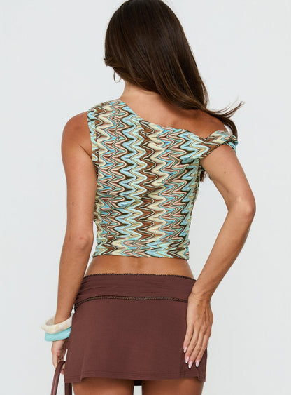 Beaming Brighter Off Shoulder Cinched Draped Top Blue