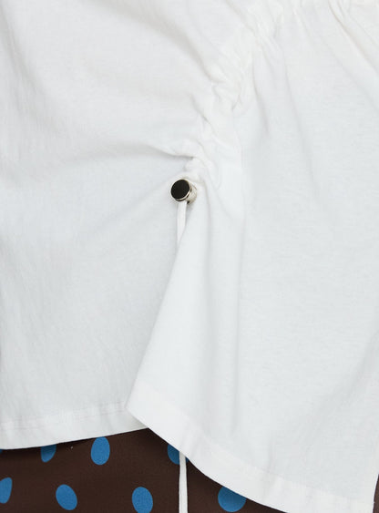 Agnessa Ruched Detail Oversized Tee White Curve