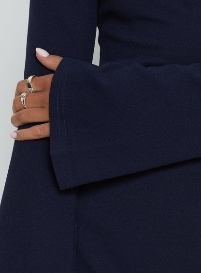 Adrietta Long Sleeve Off Shoulder Mini Dress Navy