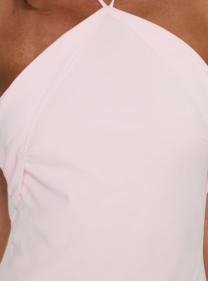 Anakaia Halter Asymmetrical Midi Dress Pink