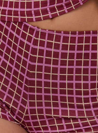 Aderis Micro Shorts Red Check
