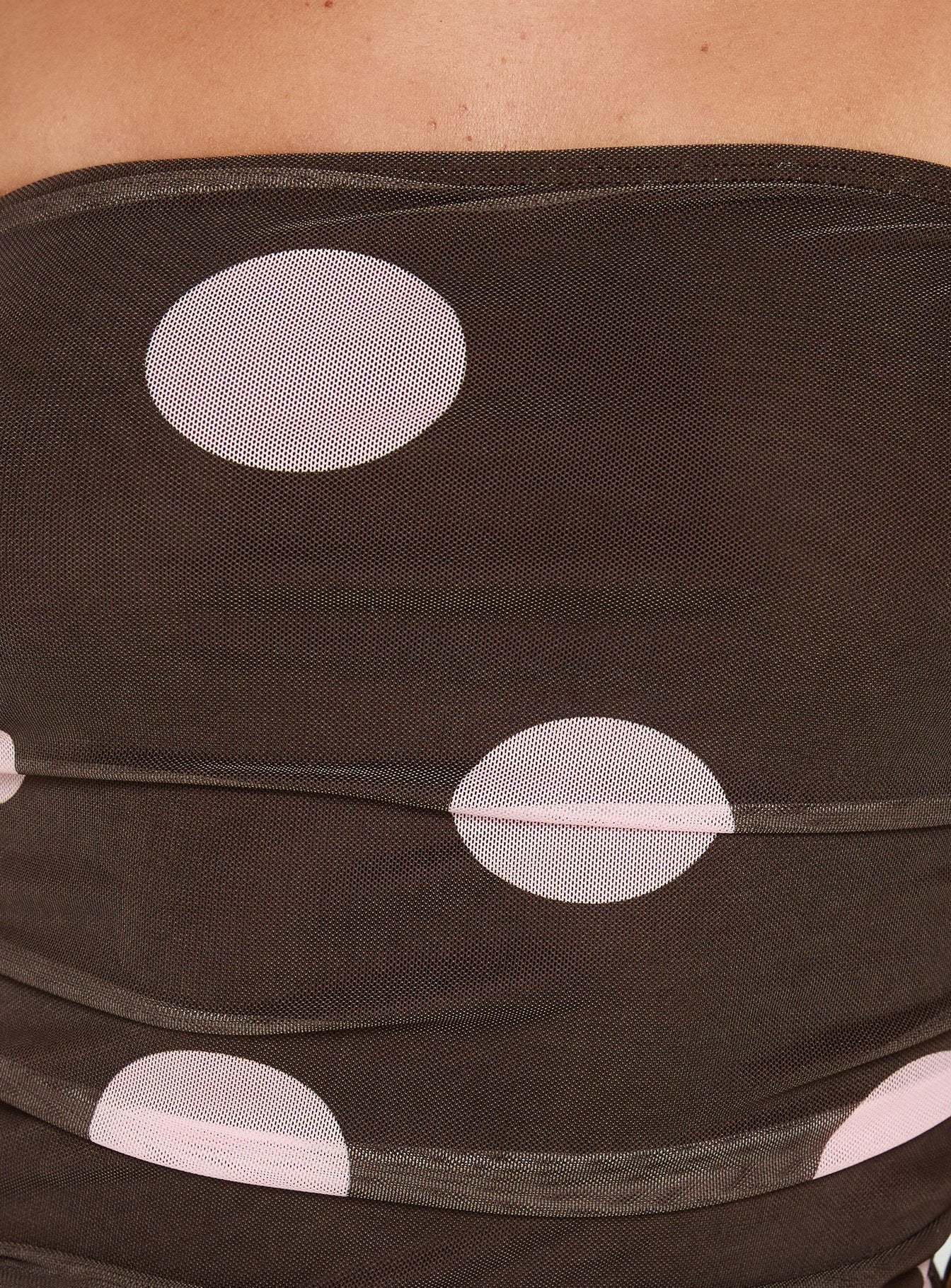 Act Natural Strapless Top Brown / Pink Polka