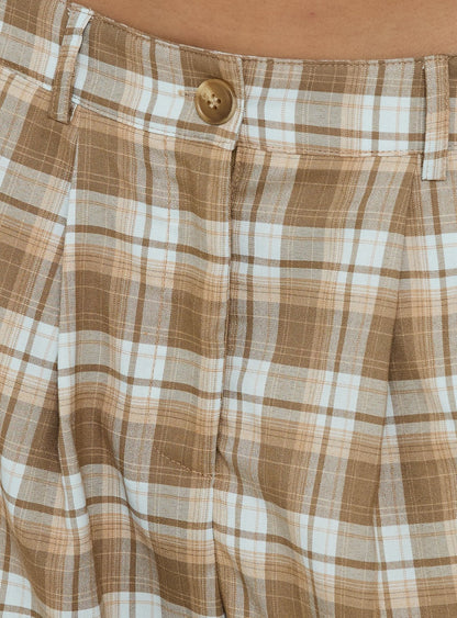 Ashara Mid Length Short Check Brown