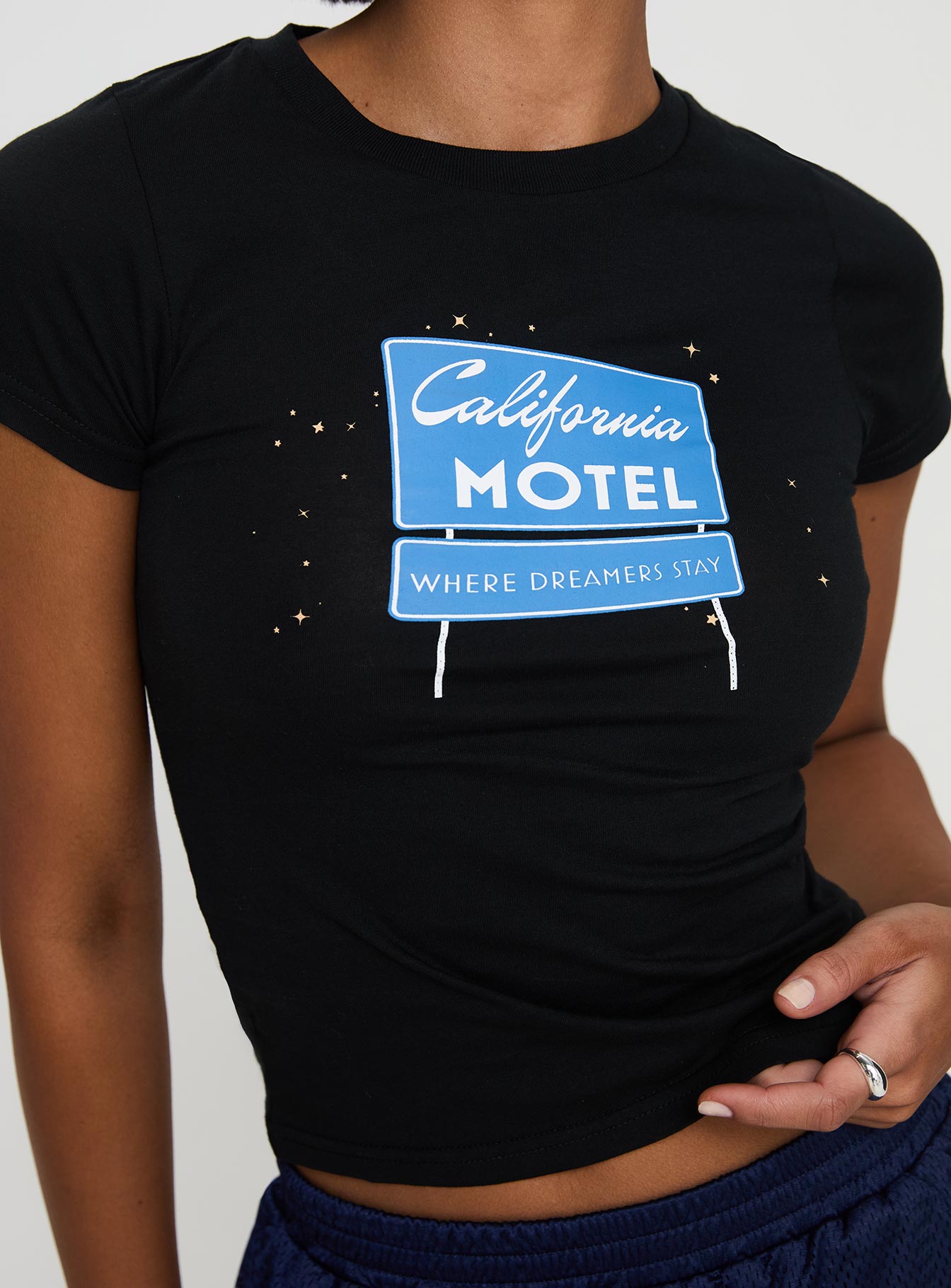 California Motel Tee Washed Charcoal