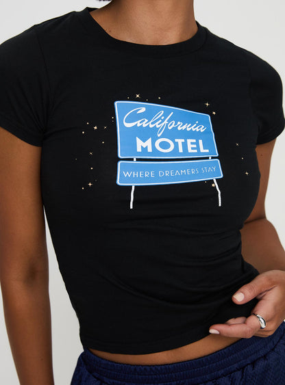 California Motel Tee Washed Charcoal