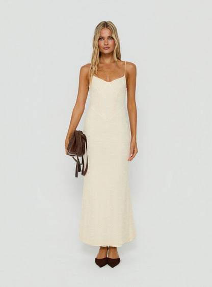 Amika Lace Maxi Dress Cream