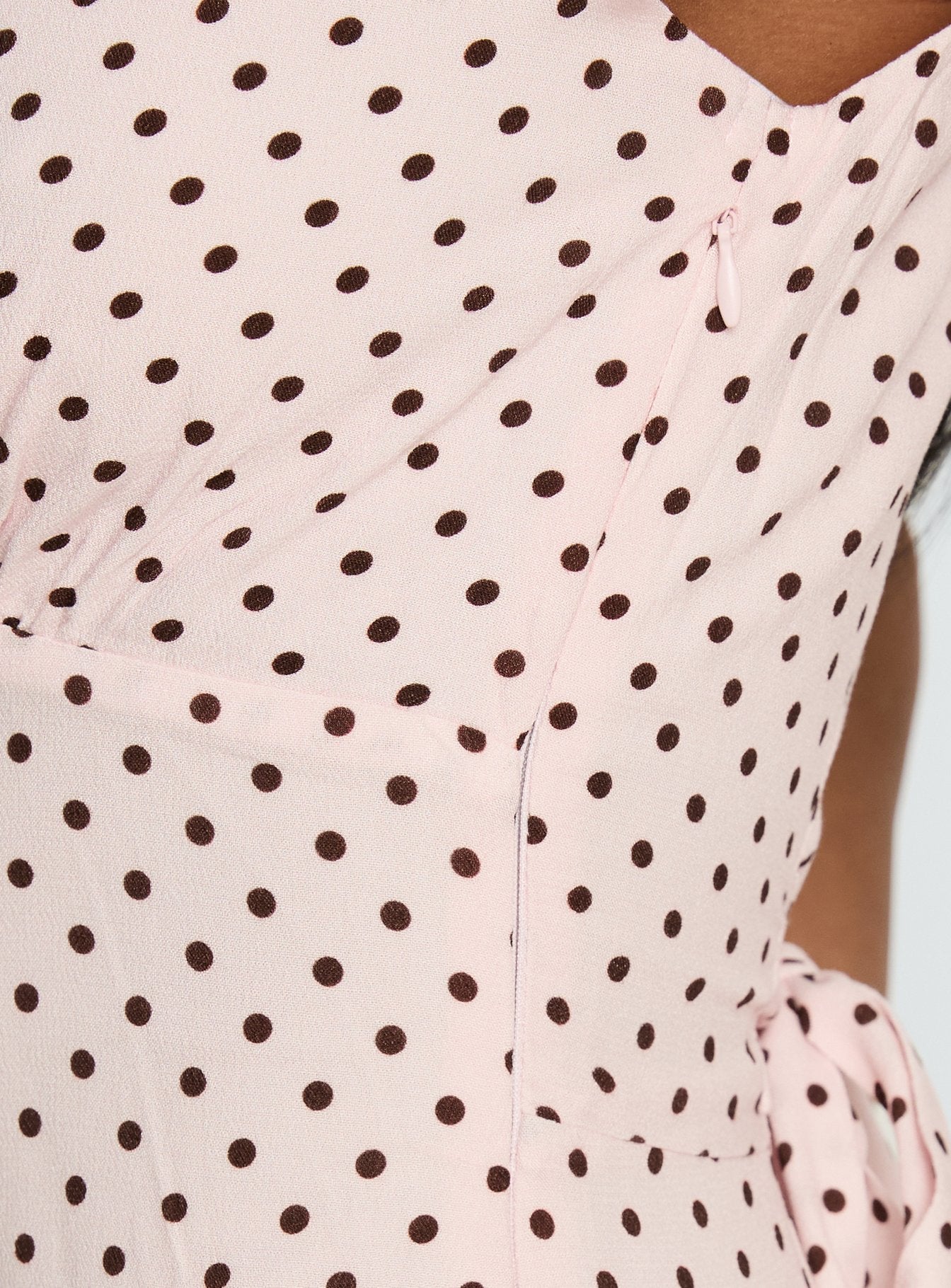 Cannelloni Mini Dress Pink / Brown Polka Dot