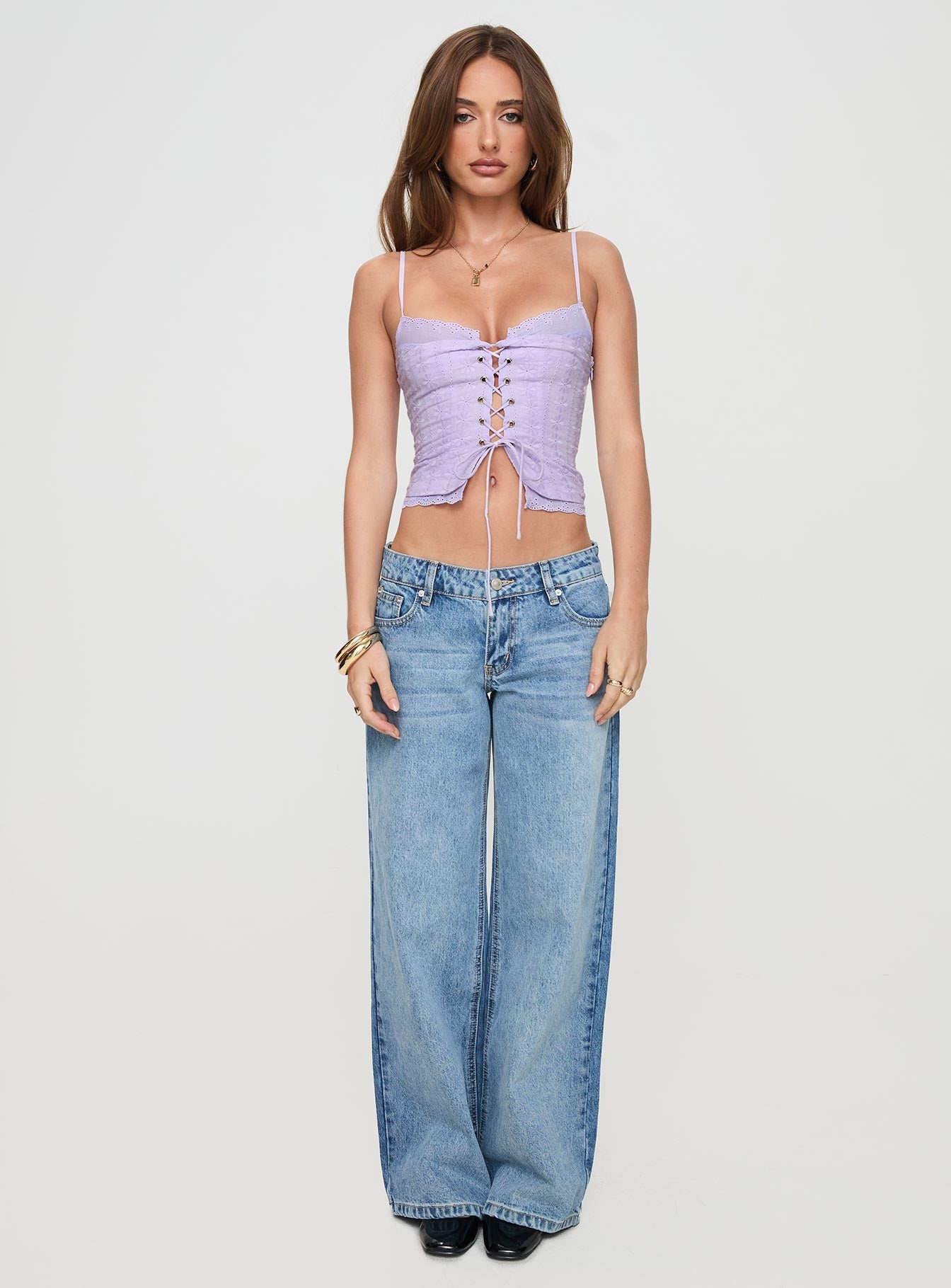 Amitri Lace Up Top Lilac
